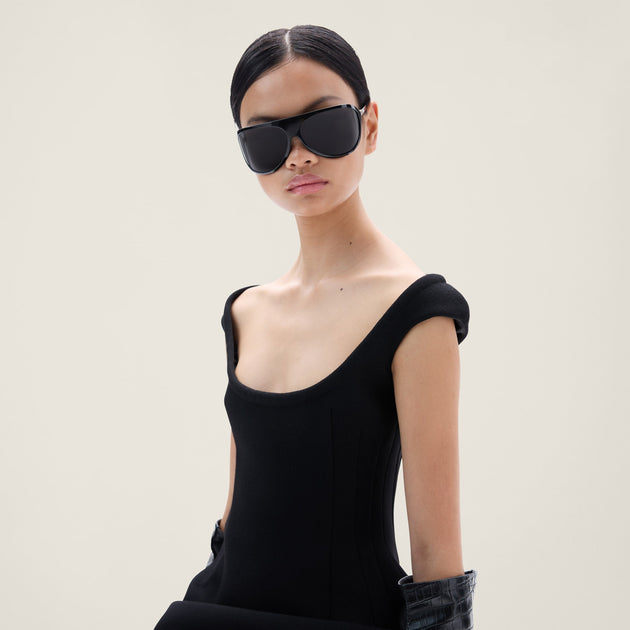 MIU MIU オハルフレムサンクラス 0MU09YS 19L09T MU09YS sunglasses Black | SmartBuyGlasses US