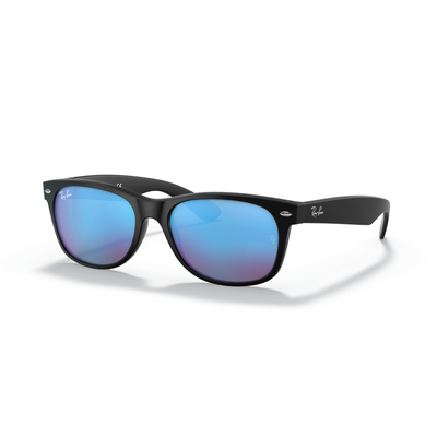 RAY-BAN NEW WAYFARER RUBBER BLACK W/ GREY MIRROR BLUE