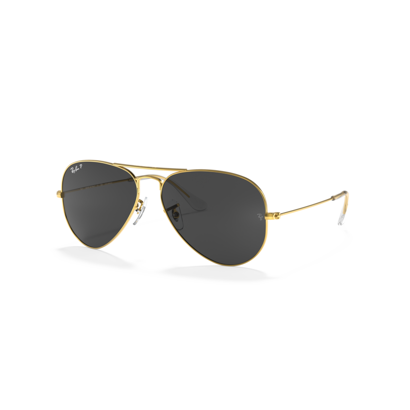 RAY-BAN AVIATOR LARGE METAL LEGEND GOLD W/ BLACK – Sunglass City display picture 2