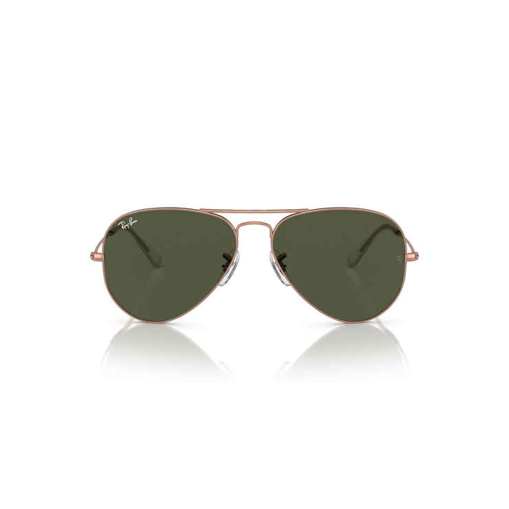 RAY-BAN AVIATOR LARGE METAL ROSE GOLD W/ GREEN