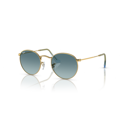 RAY-BAN ROUND METAL GOLD W/ BLUE GRADIENT GREY