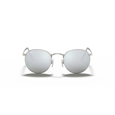 RAY-BAN ROUND METAL MATTE SILVER W/ LIGHT GREEN MIRROR SIL