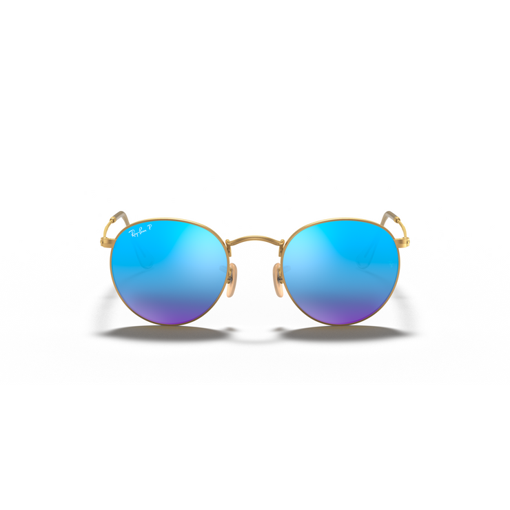 RAY-BAN ROUND METAL MATTE ARISTA W/ BLUE MIRROR