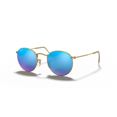 RAY-BAN ROUND METAL MATTE ARISTA W/ BLUE MIRROR