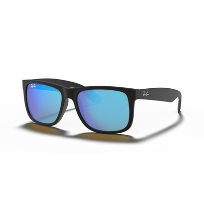 RAY-BAN JUSTIN RUBBER BLACK W/ BLUE MIRROR