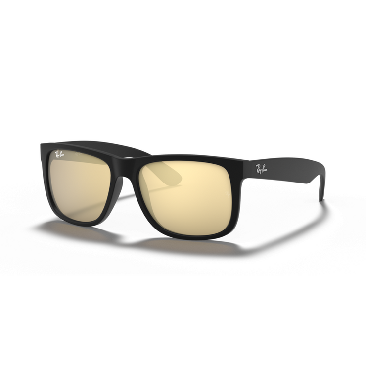 RAY-BAN JUSTIN RUBBER BLACK W/ LIGHT BROWN MIRROR DARK GOL