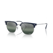 RAY-BAN NEW CLUBMASTER BLUE ON SILVER W/ POLAR BLUE MIRROR