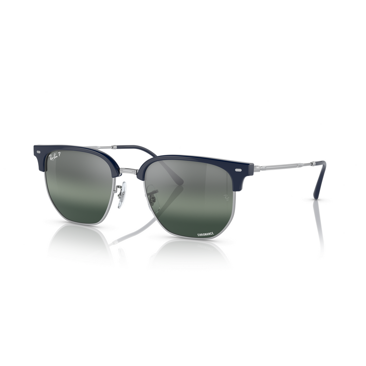 RAY-BAN NEW CLUBMASTER BLUE ON SILVER W/ POLAR BLUE MIRROR